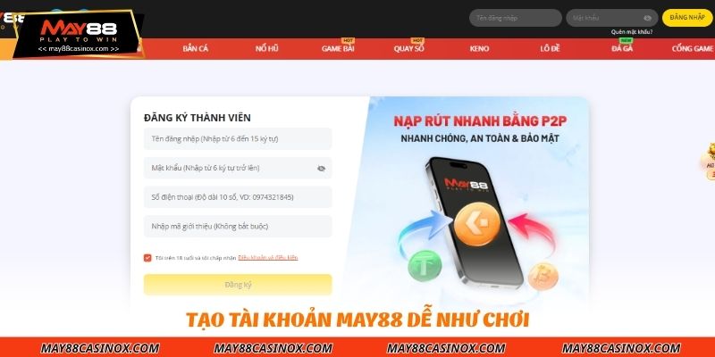 Tạo tài khoản MAY88 dễ như chơi